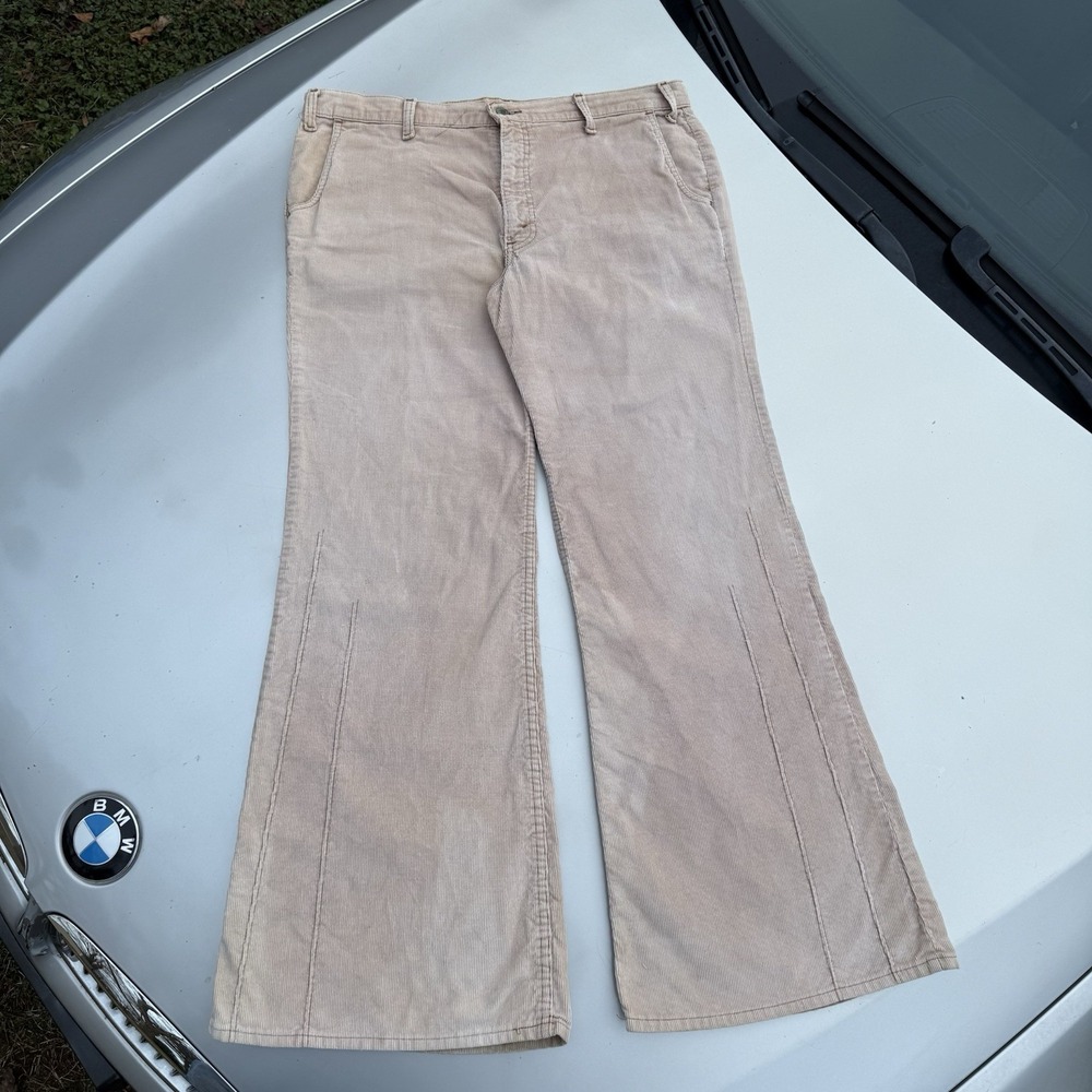 1970s Vtg Levi's Saddleback corduroy flare pants 686 Bell Bottom Talon 42 37X31